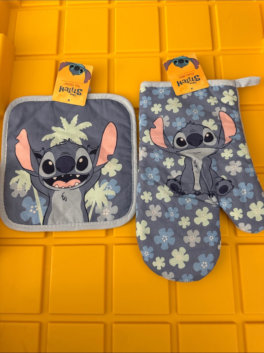 Disney Stitch Kids Oven Mitt & Pot Holder Set - Gray, Blue, Pink